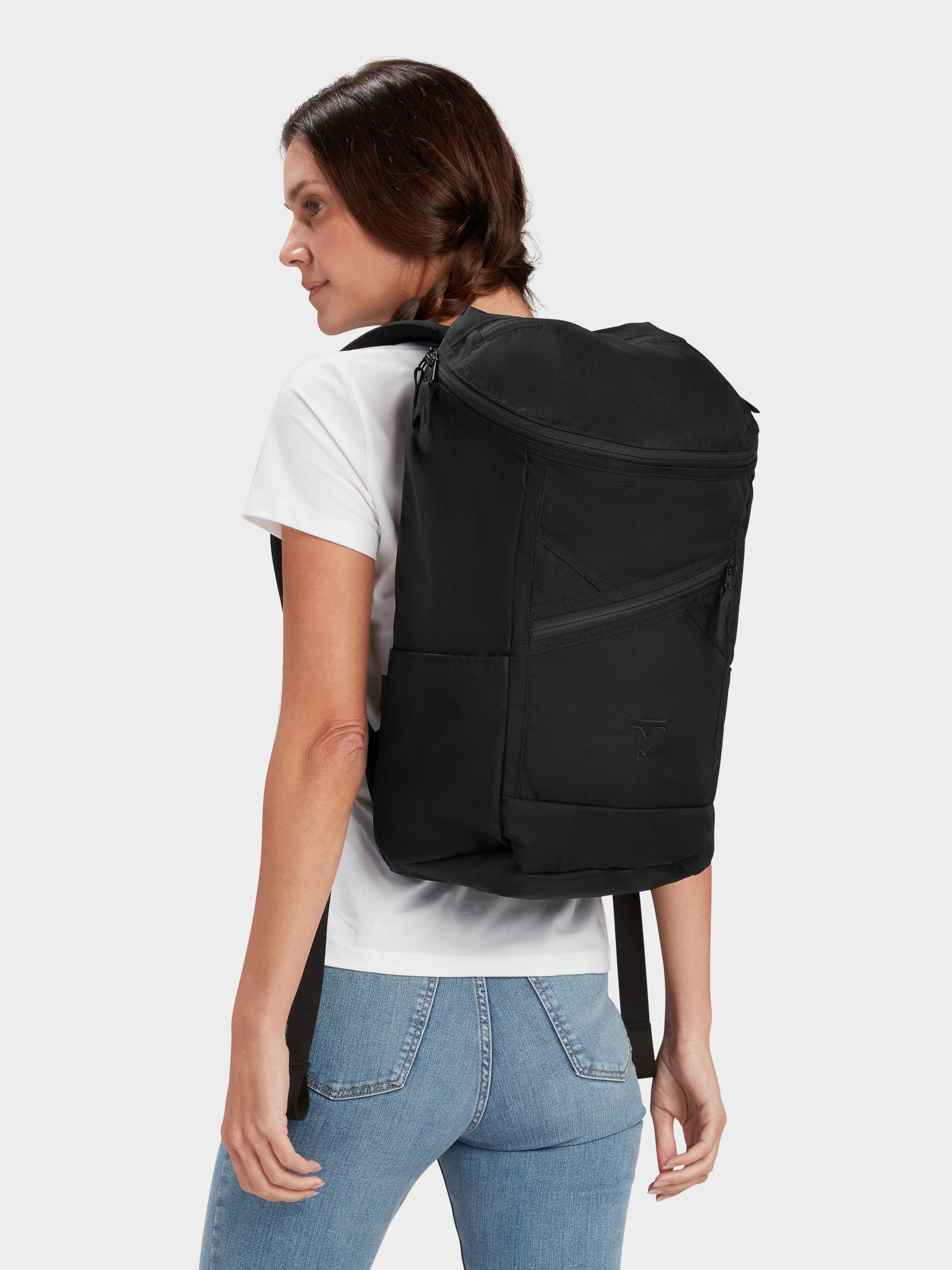 MILTHREAD Bold top load 20L everyday backpack in black on model