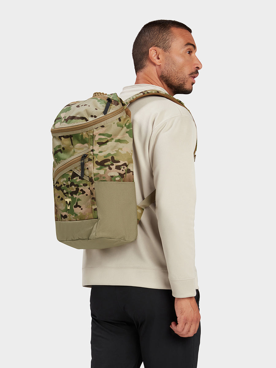 MILTHREAD Bold top load 20L everyday backpack in Multicam on model