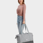 MILTHREAD Canyon 33L travel tote in silver dust on model