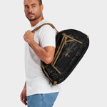 MILTHREAD Grit Duffel 25L travel bag in multicam black on model