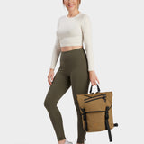 MILTHREAD Swift flap backpack in coyote brown on model