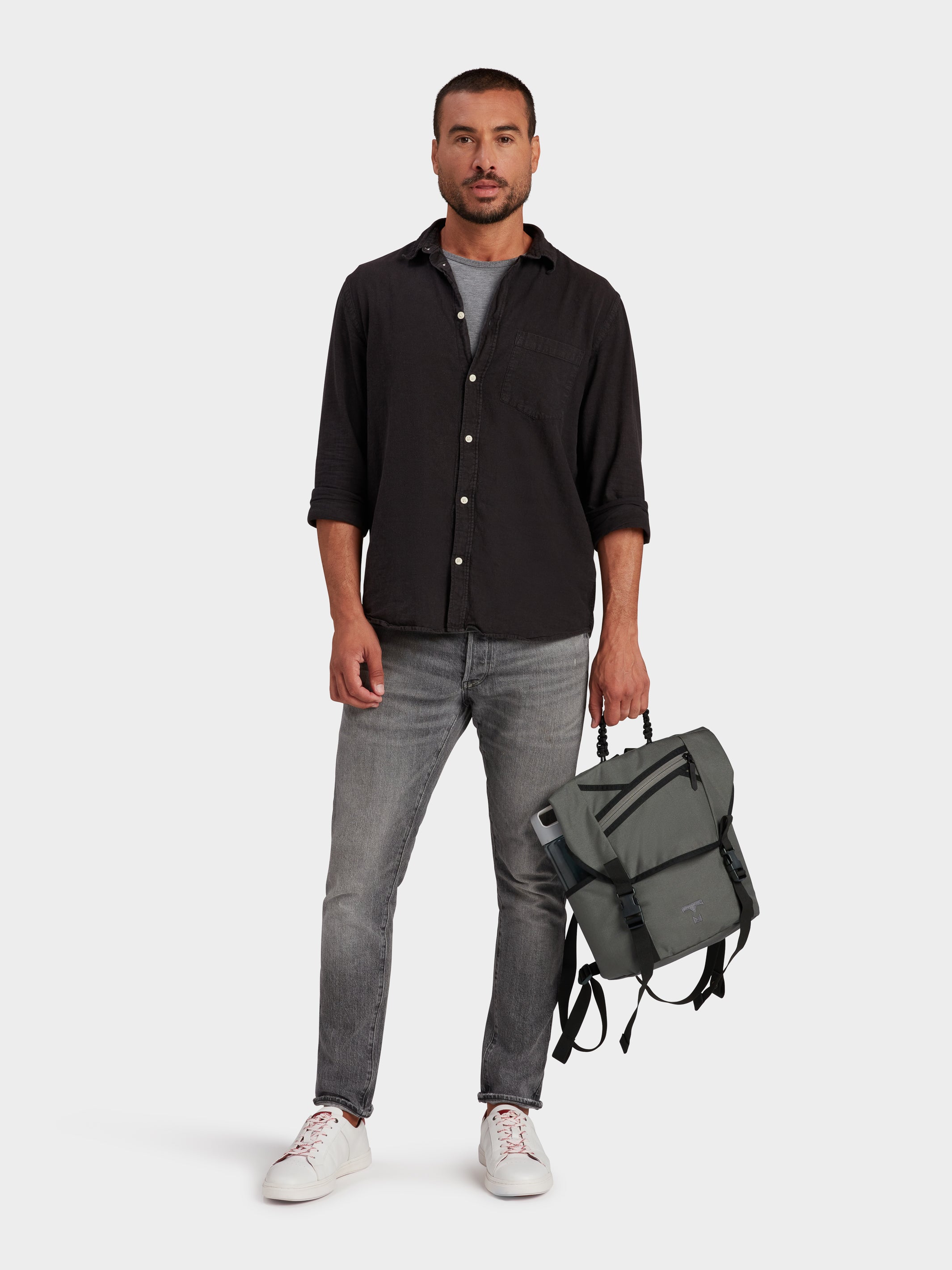 MILTHREAD Swift flap backpack in foliage on model