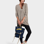 MILTHREAD Swift flap backpack in midnight on model