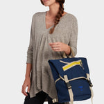 MILTHREAD Swift flap backpack in midnight on model