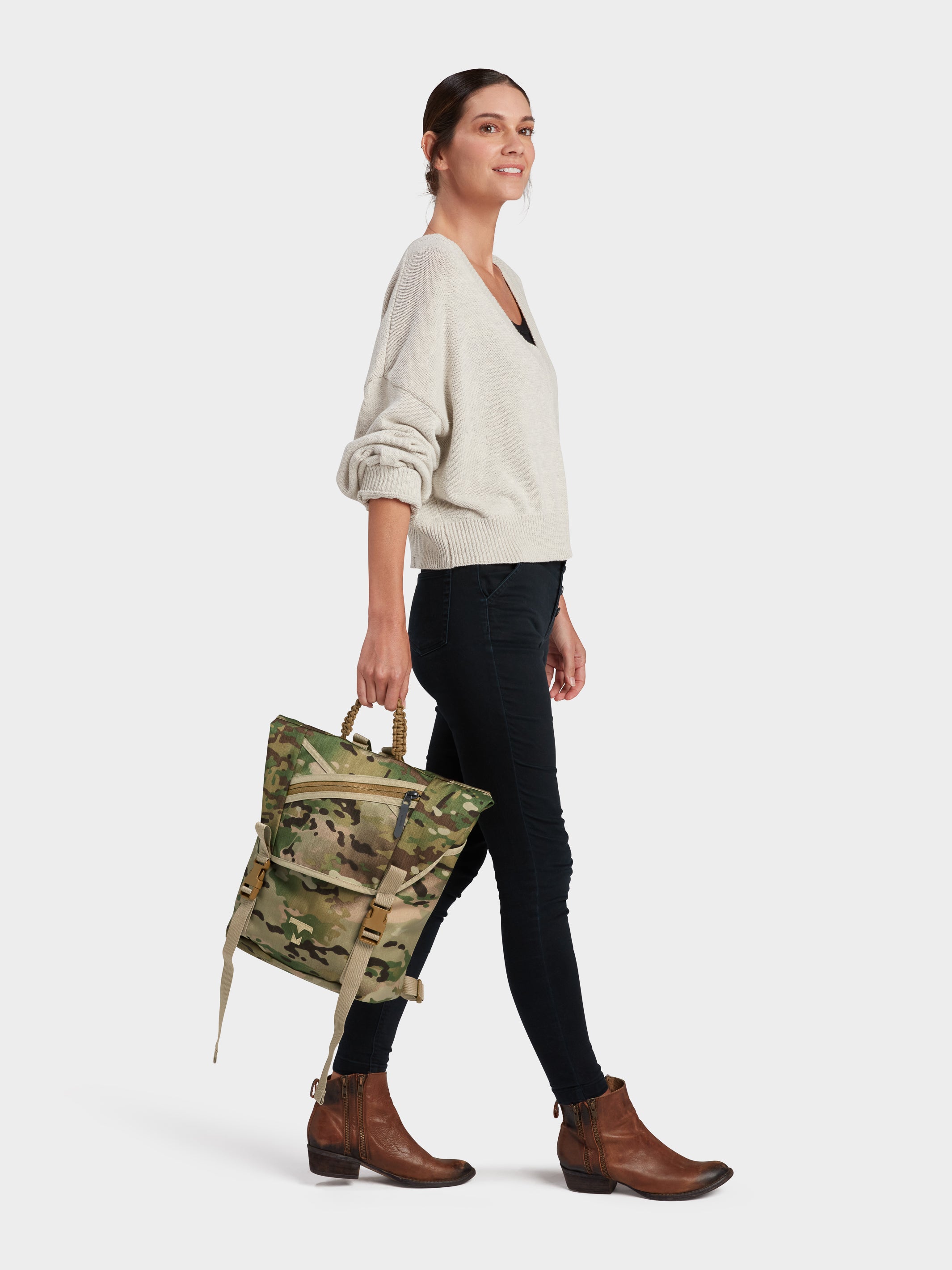 MILTHREAD Swift flap backpack in Multicam on model