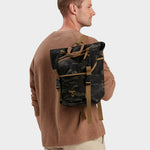 MILTHREAD Swift flap backpack in Multicam Black on model