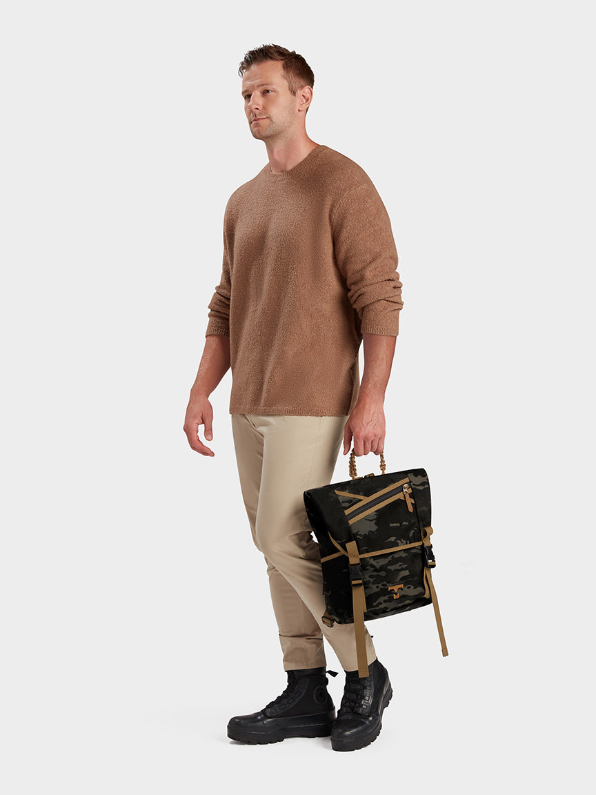 MILTHREAD Swift flap backpack in Multicam Black on model