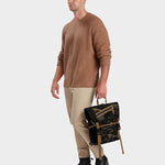 MILTHREAD Swift flap backpack in Multicam Black on model