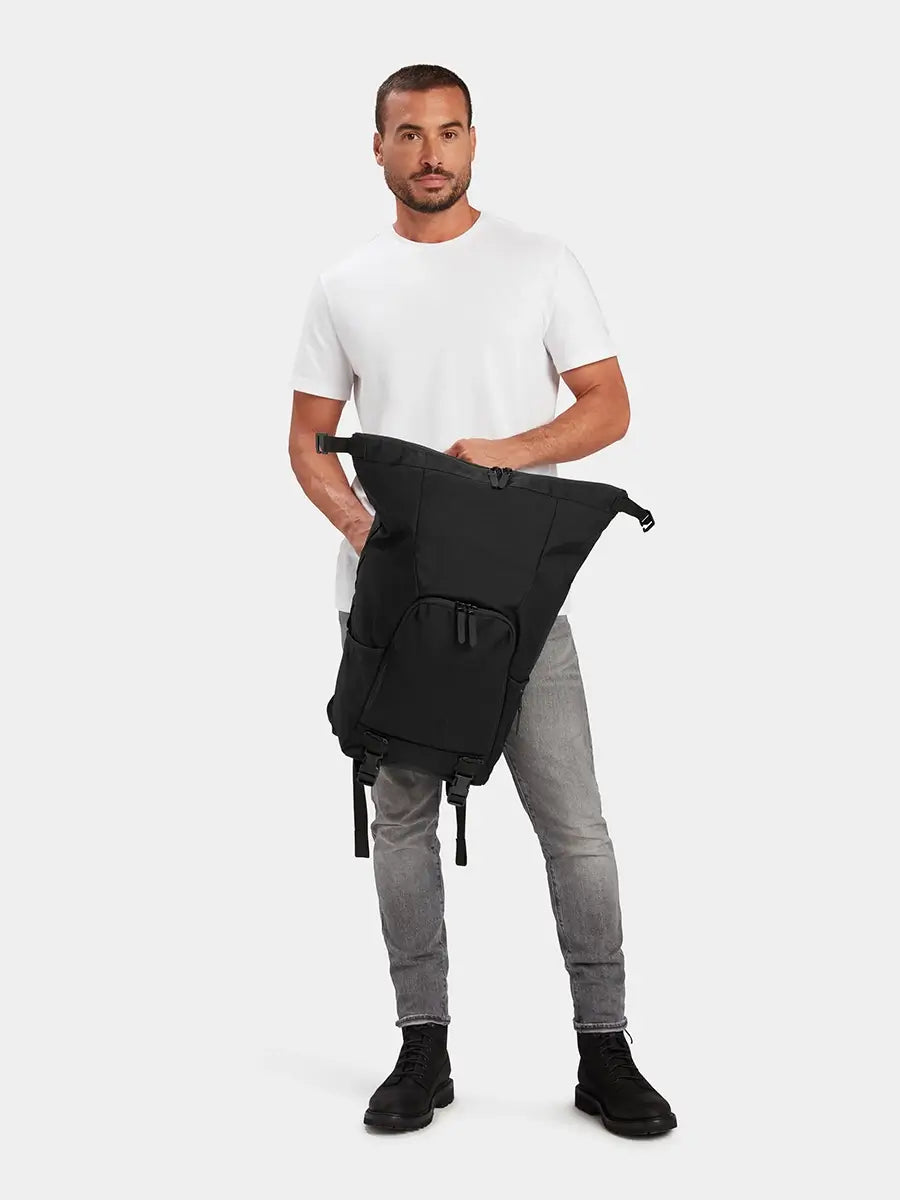MILTHREAD Talos Rolltop 30L travel backpack in black