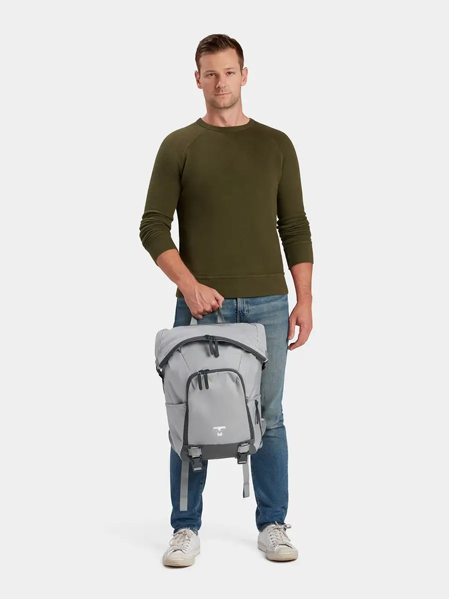 MILTHREAD Talos Rolltop 30L travel backpack in silver dust