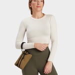 MILTHREAD Zest wristlet wallet in Coyote Brown on model