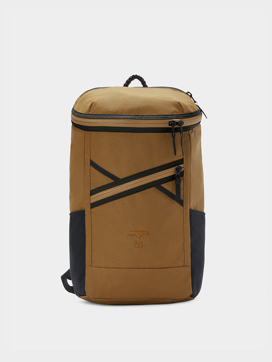 Bold backpack in coyote brown tabletop front view