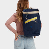 Bold backpack in midnight carried by model