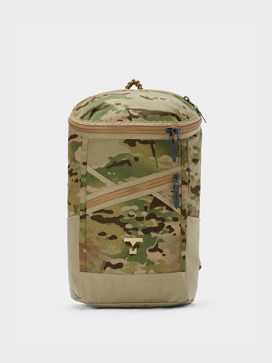 Bold backpack in multicam tabletop front view