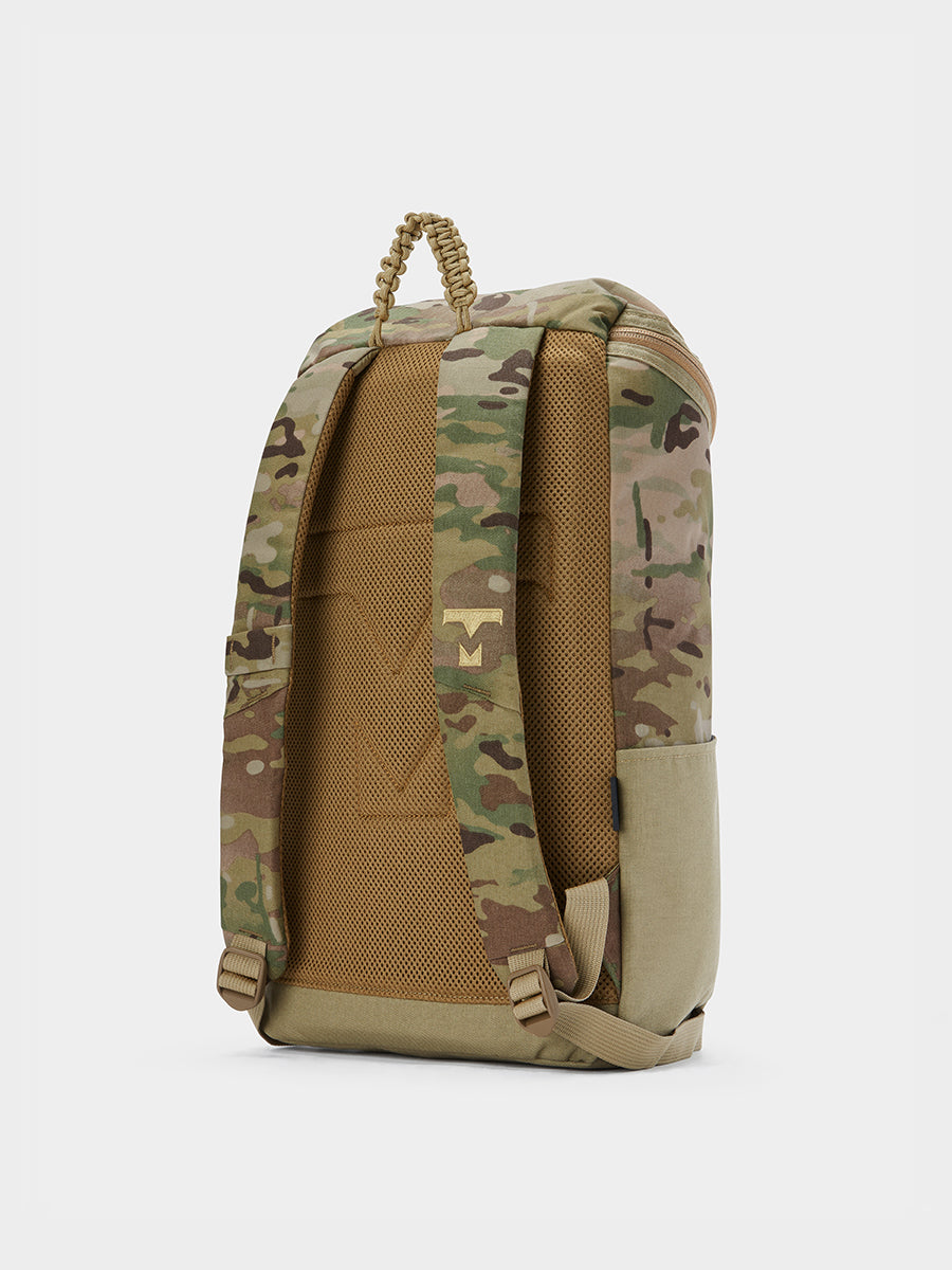 Bold backpack in multicam tabletop back 45 degree view