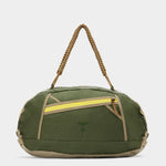 Grit duffle in camo green tabletop in front view