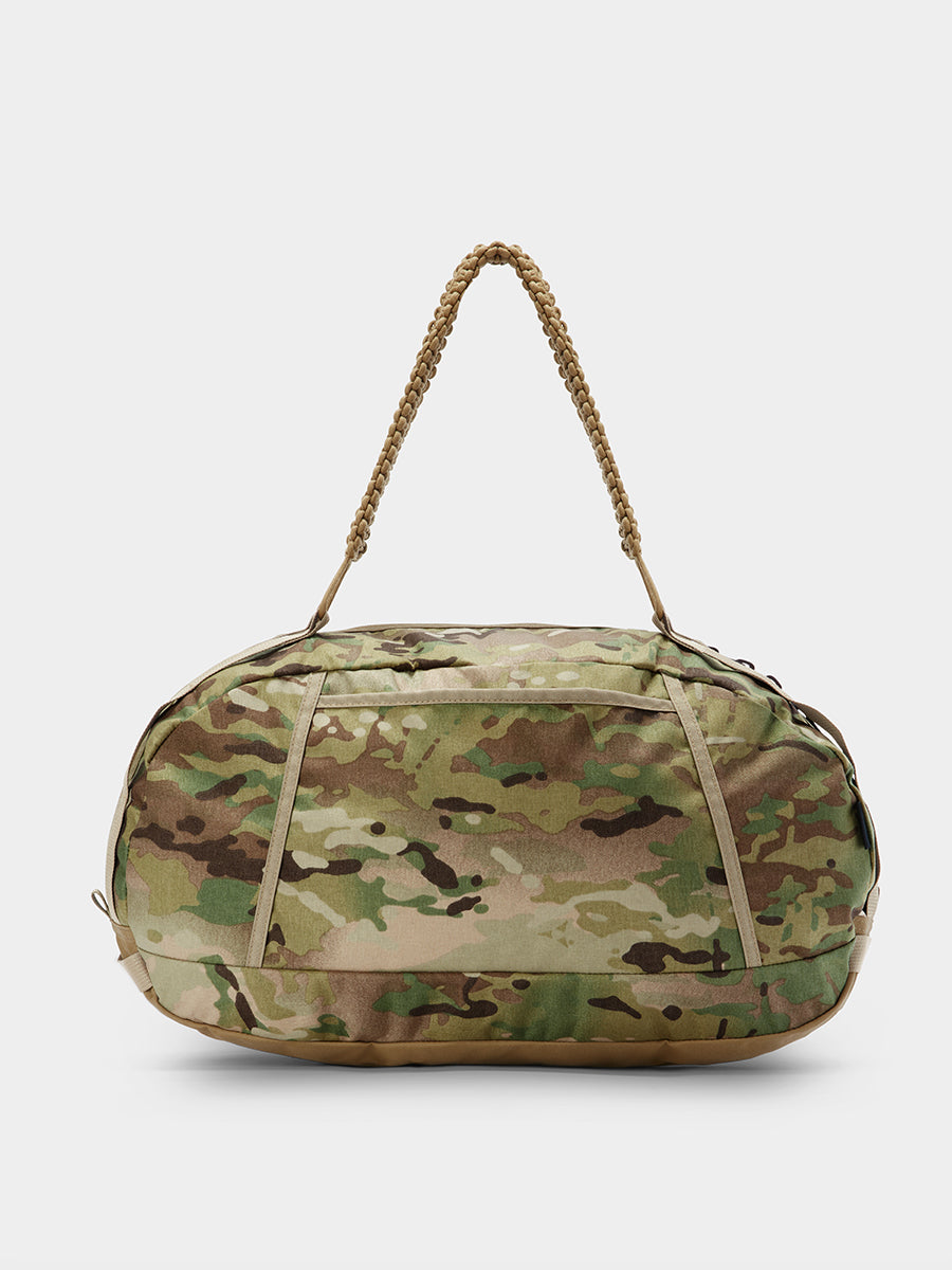 Grit duffle in multicam tabletop in back view