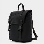 Swift backpack in black tabletop front 45 degree view