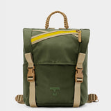 Swift backpack in camo green tabletop front view