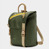 Swift backpack in camo green tabletop front 45 degree view