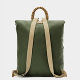 Swift backpack in camo green tabletop back view