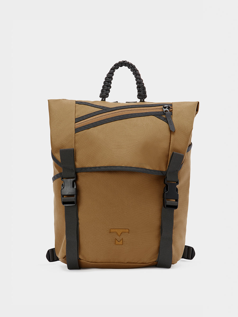 Swift backpack in coyote brown tabletop front view