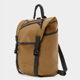 Swift backpack in coyote brown tabletop front 45 degree view