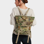 Swift backpack in multicam carried by model