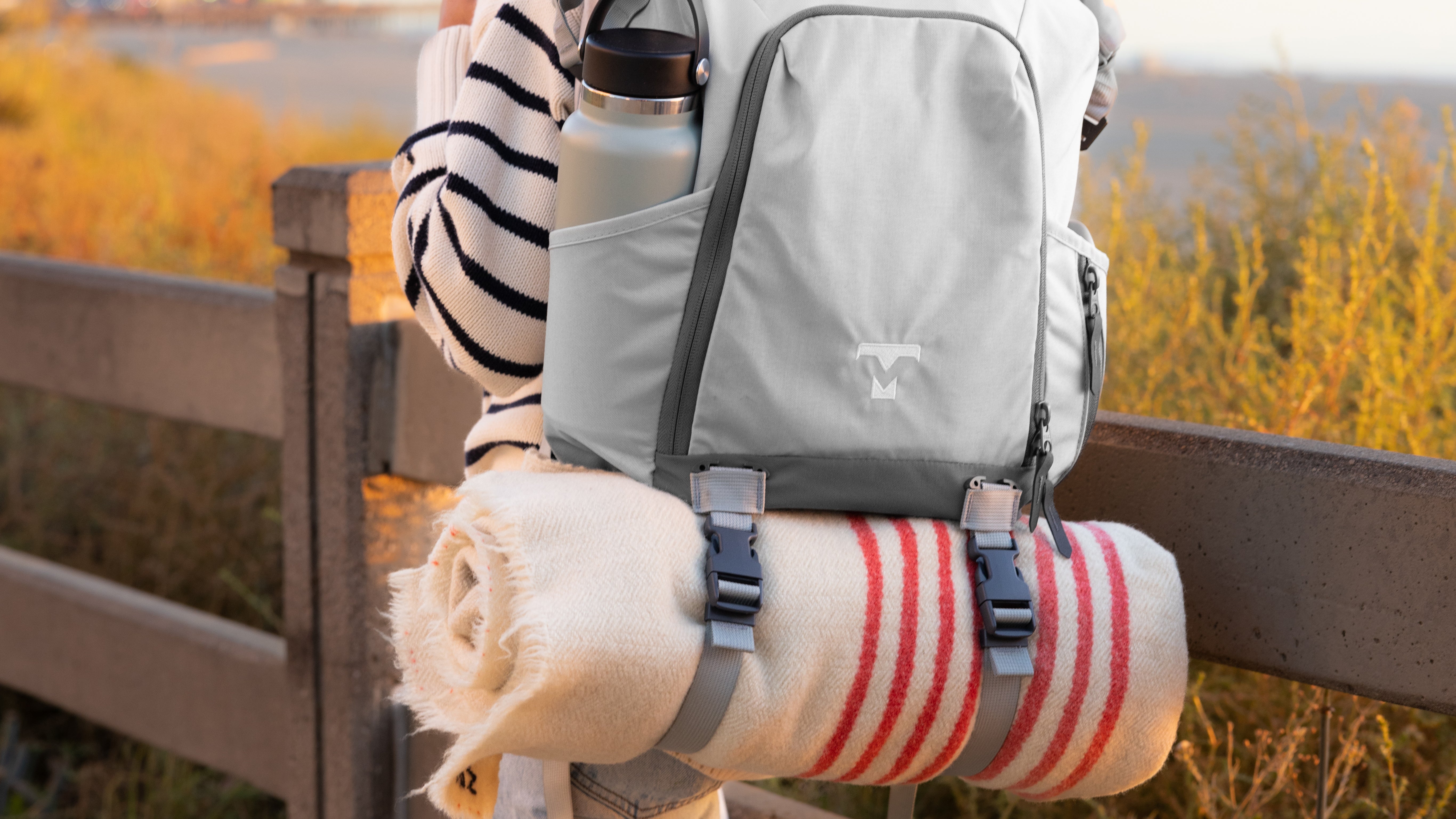 MILTHREAD Talos rolltop travel backpack in silver dust