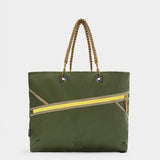 Zing tote in camo green tabletop in front view